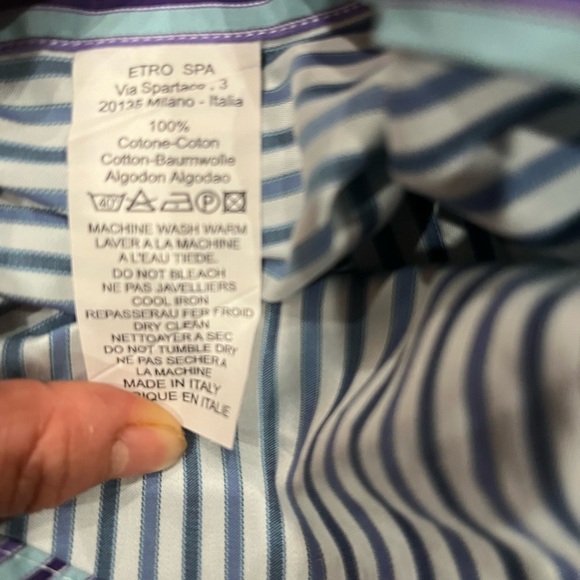 [39/US15.5]Etro Purple Strips Dress Shirt- Italy - Picture 6 of 11